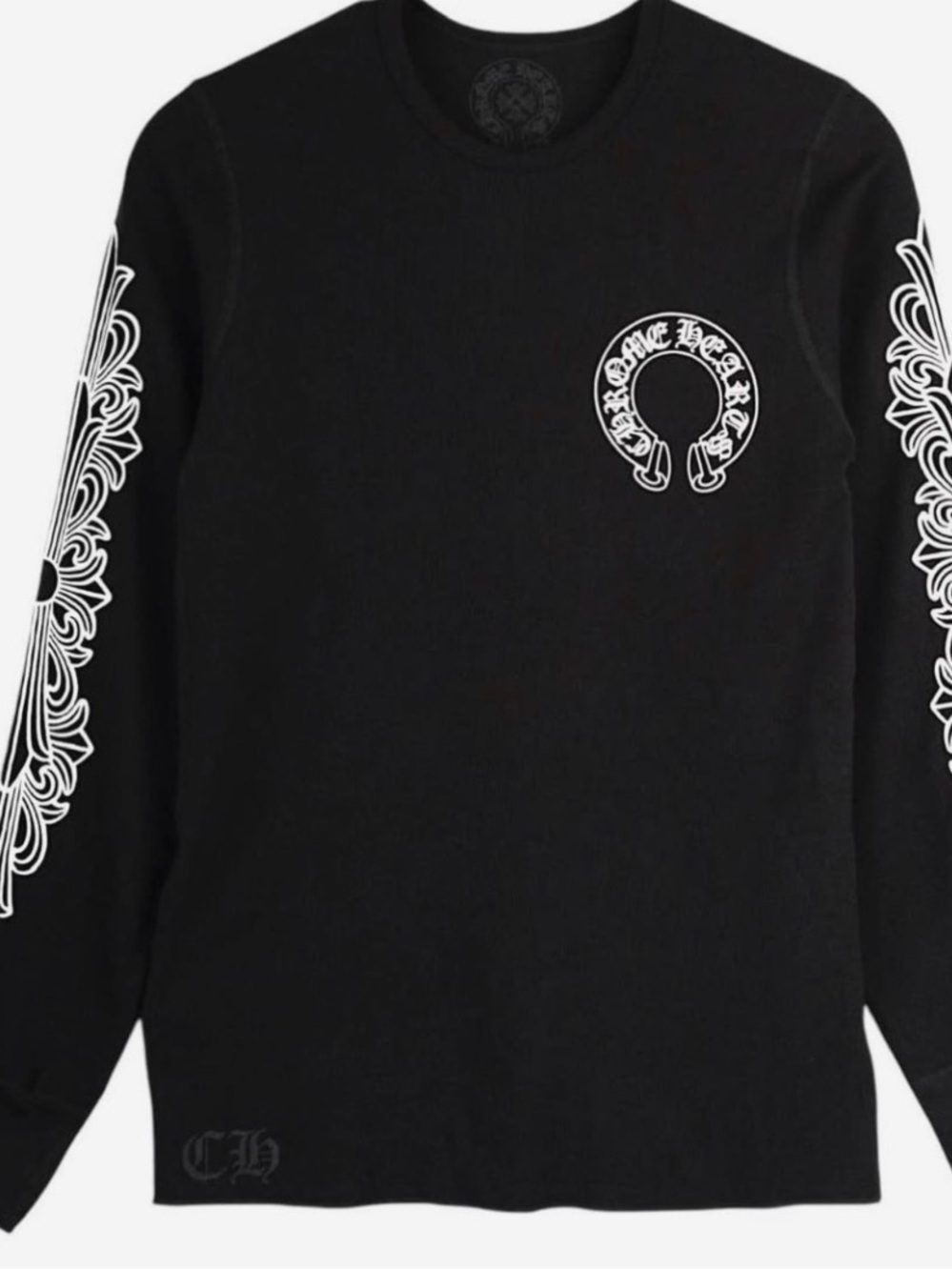 Chrome Hearts Black Tee with White Gothic Tags